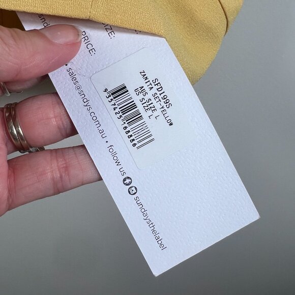 SNDYS Zanita Set Size Large Yellow Crop Top Midi Skirt High Waisted Sexy - Picture 5 of 16